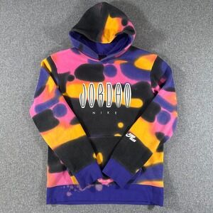 Nike Air Jordan Boys XL Hoodie Tie Dye Purple Orange Black Jumpman Sweatshirt